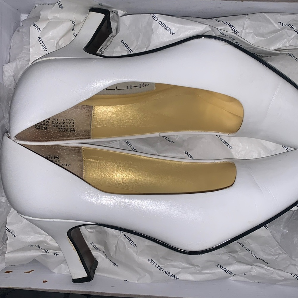 White leather heels